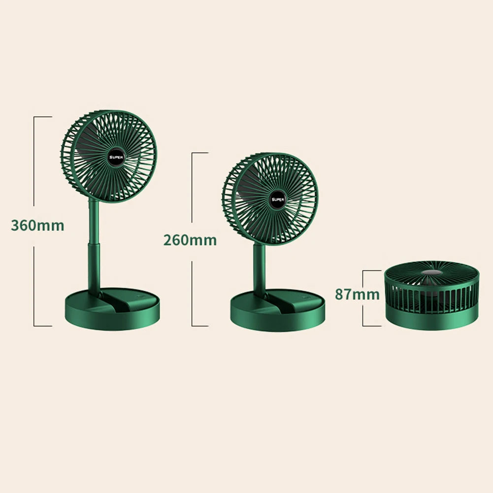 Portable Fan Floor Standing Fan Rechargeable Folding Telescopic Floor Low Noise Summer Electric Fan