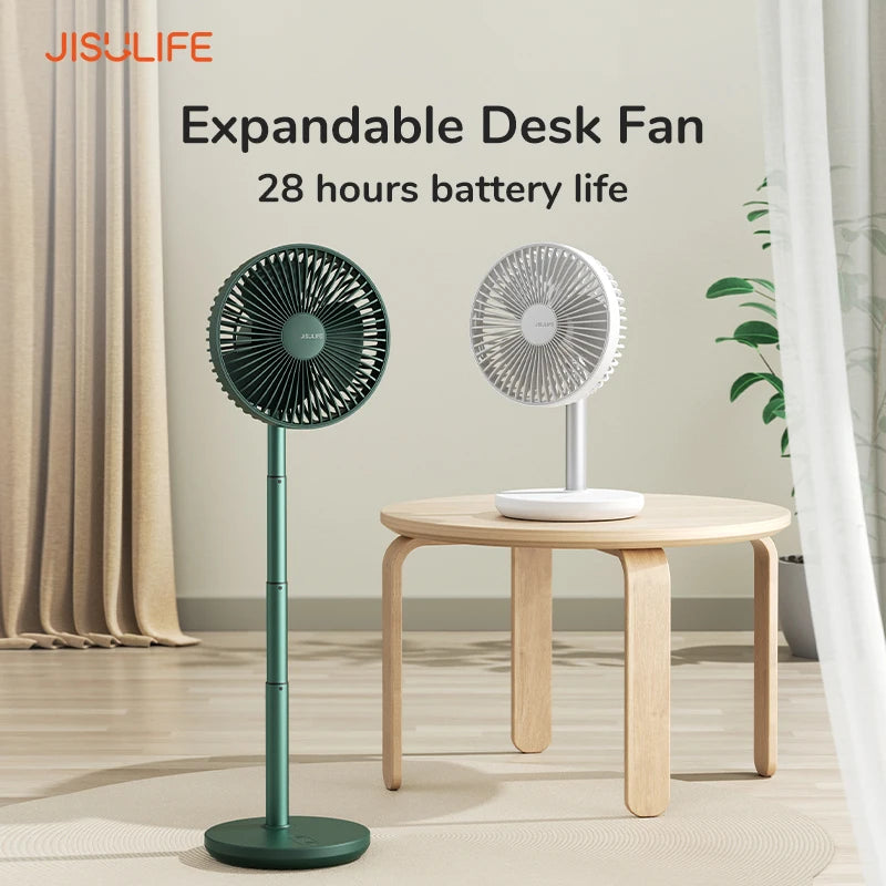 JISULIFE Desk Fan 8000mAh Portable Rechargeable Fan 5 Speeds Silent Table Fan for Home Office Mini Ventilador Portatil Fans