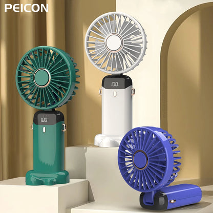 Electric Fan Mini Handheld Fan Foldable Rechargeable Neck Fans 5 Wind Speeds Adjustable Portable Mini Fan Wireless Desk Fan