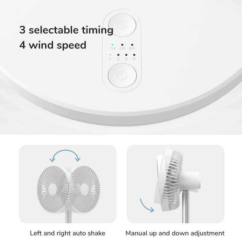 JISULIFE Desk Fan 8000mAh Portable Rechargeable Fan 5 Speeds Silent Table Fan for Home Office Mini Ventilador Portatil Fans