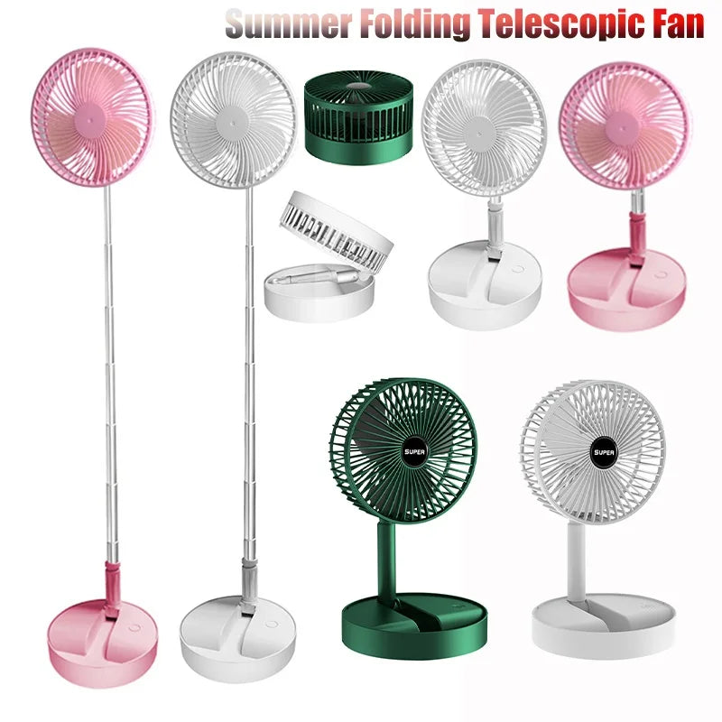 Portable Fan Floor Standing Fan Rechargeable Folding Telescopic Floor Low Noise Summer Electric Fan